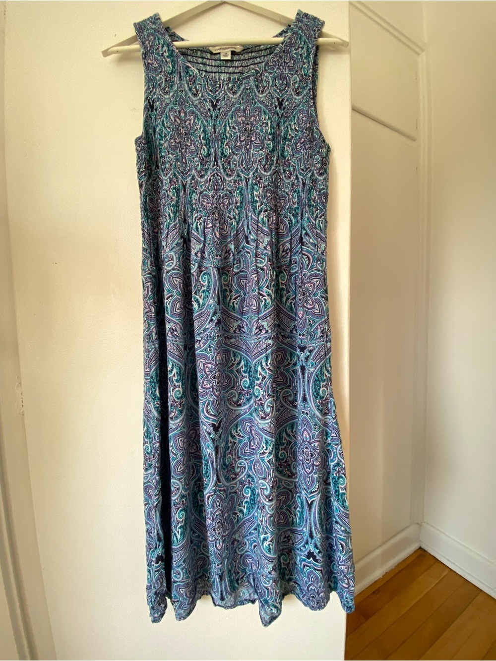 Vintage Sleeveless 90s Y2K Blue & Purple Paisley Maxi Dress